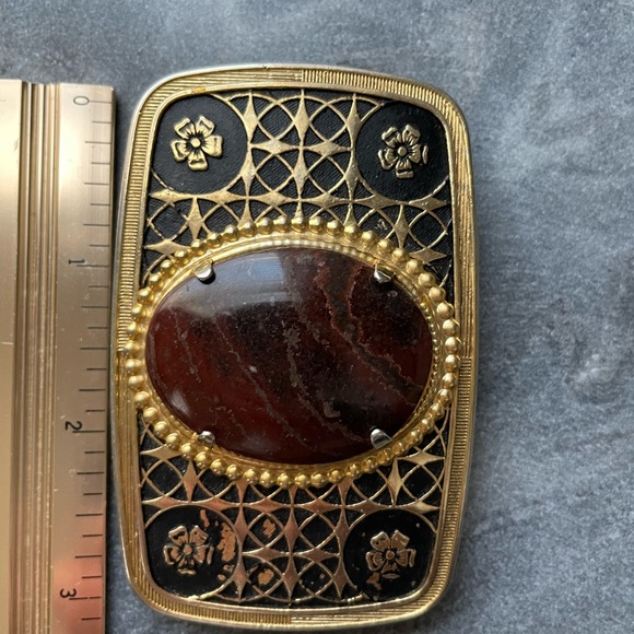 Vintage 1970’s Western Agate Belt Buckle - Picture 2 of 8